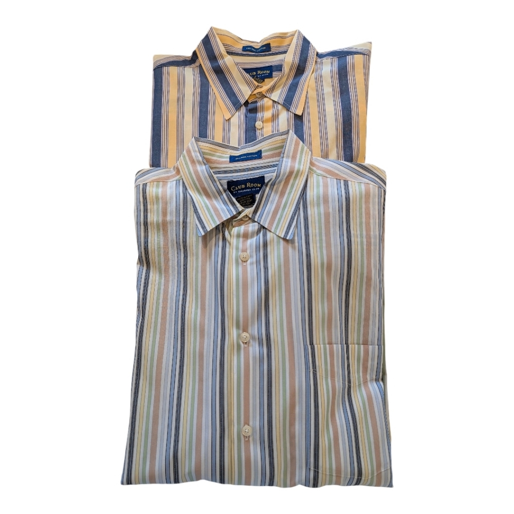DEAL!!! 2 For $10 Pair of 100% Pima Cotton Striped Multicolor Men's Shirts